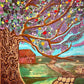 On The Farm - Medium Size, Colorful And Bright, Fantasy Fruit And Rose Tree, On A Farm Painting, by Art with Evie