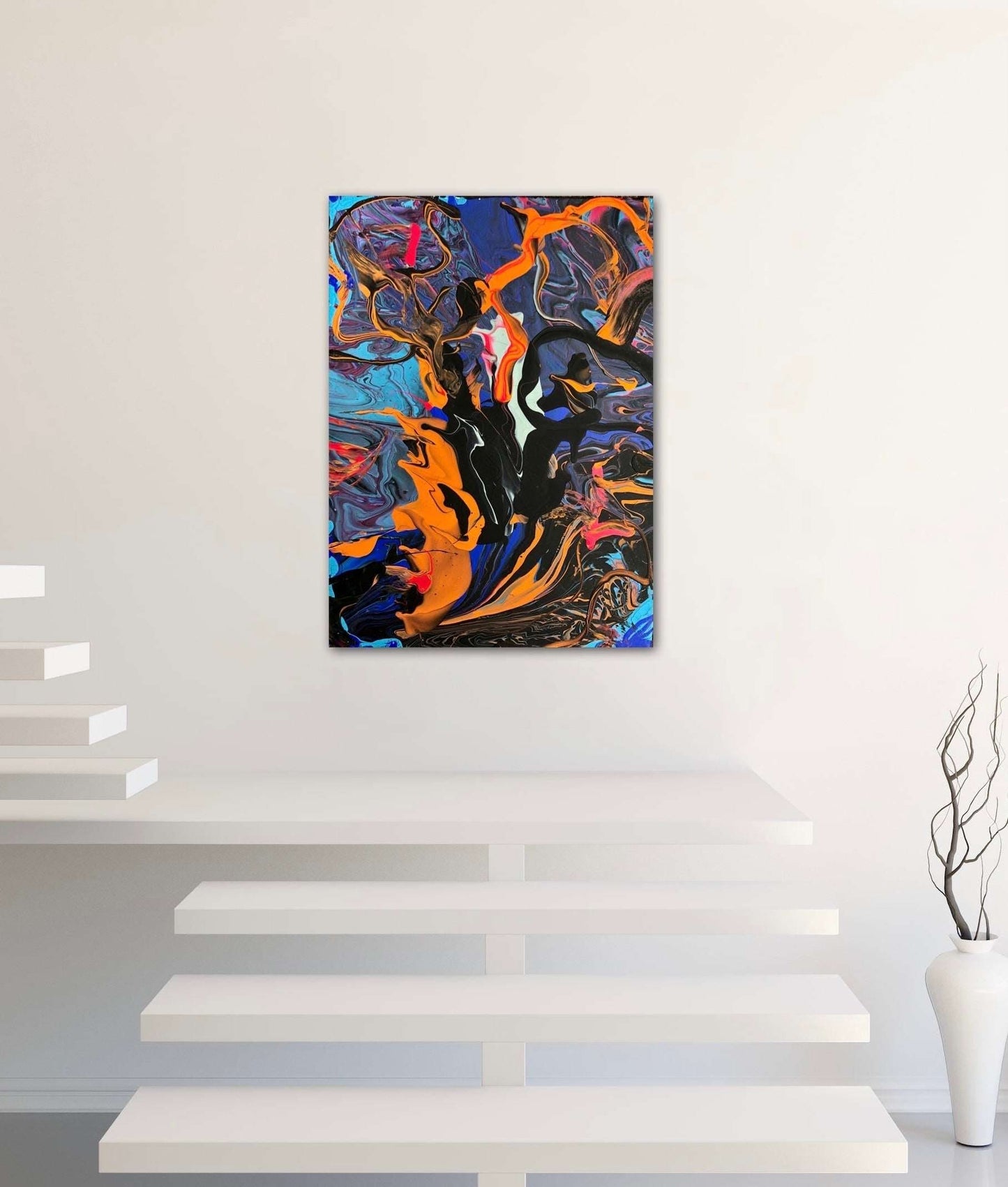 Under The Sea - Bright And Bold, Large Size, Textured Acrylic, Abstract Painting With Orange Accents, by Art with Evie