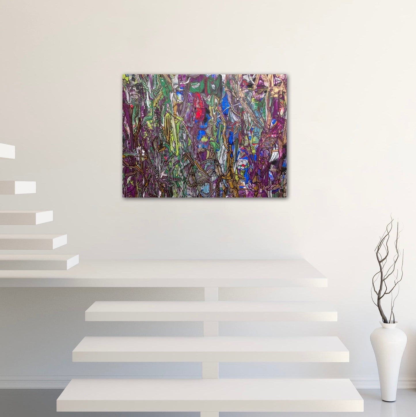 Dragonfly Garden - Mixed Media, Nature Abstract, Canvas Painting Design, by Art with Evie