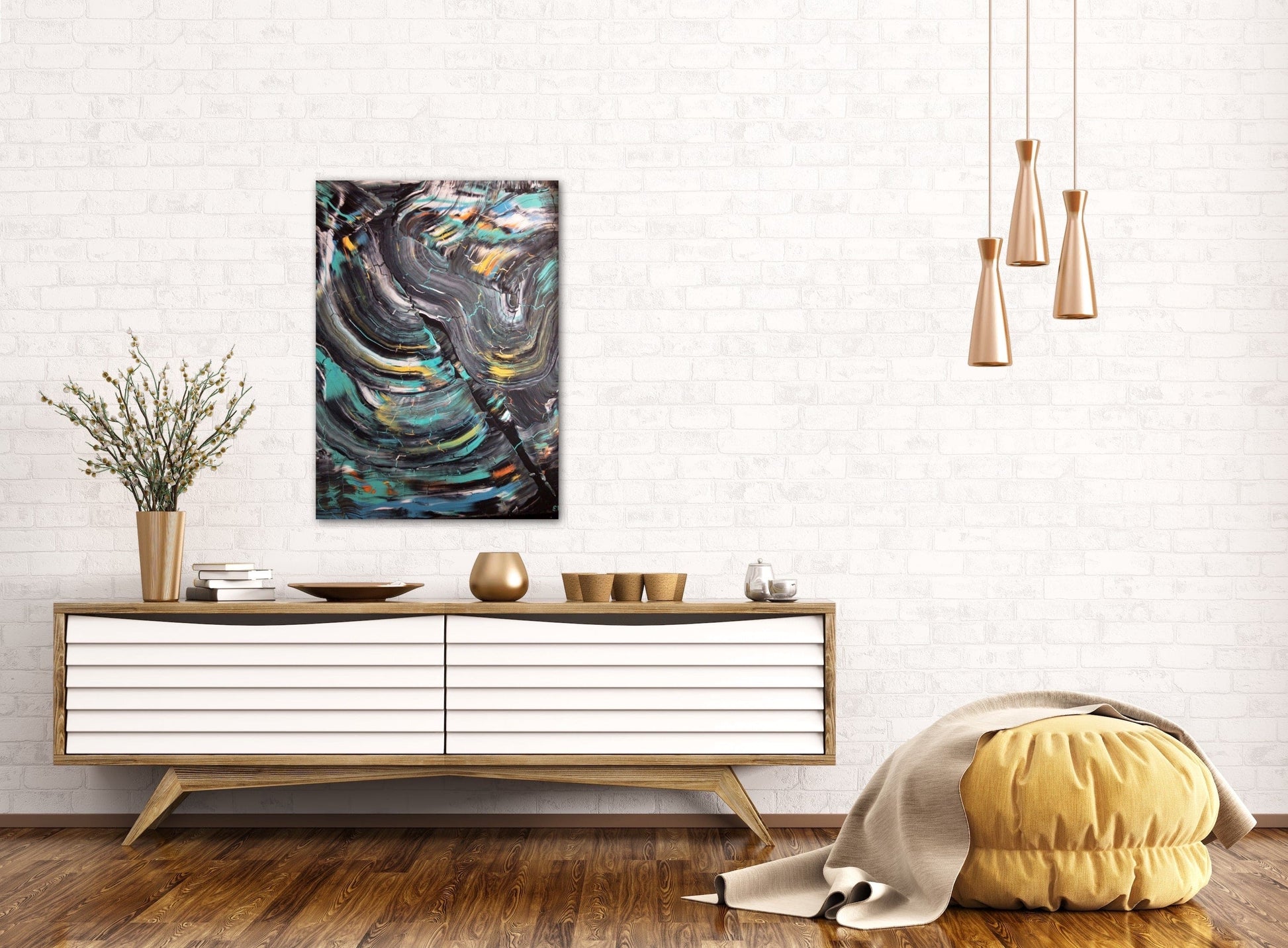 Roads Of Life - Medium Size, Modern Abstract Original Design On A Canvas, Painting by Art With Evie