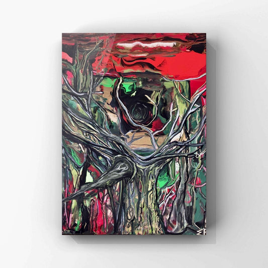 ‘Dark Times’ Hollow Tree Acrylic, On Canvas