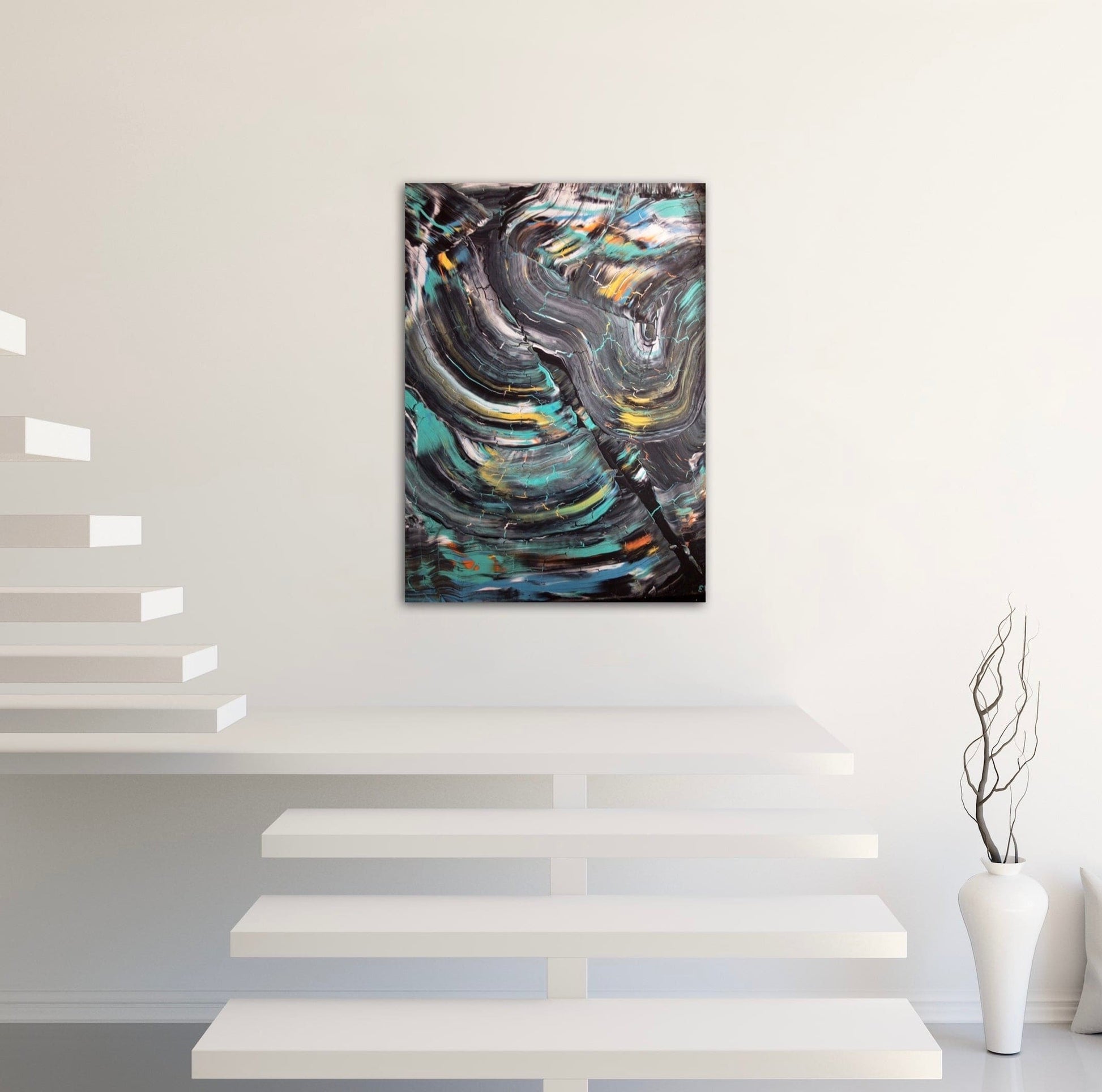 Roads Of Life - Medium Size, Modern Abstract Original Design On A Canvas, Painting by Art With Evie