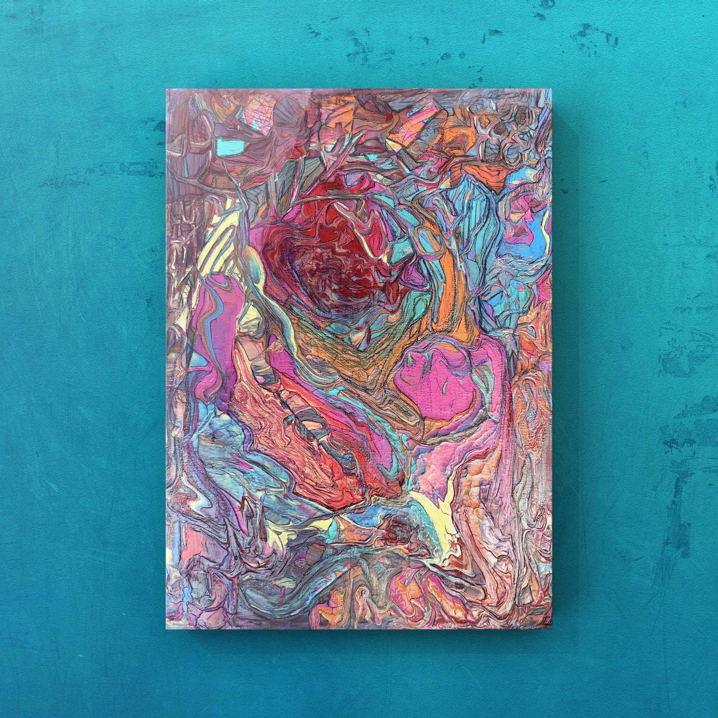 Energy - Mixed Media, Swirly And Textured, Glossy Design Painting, by Art with Evie