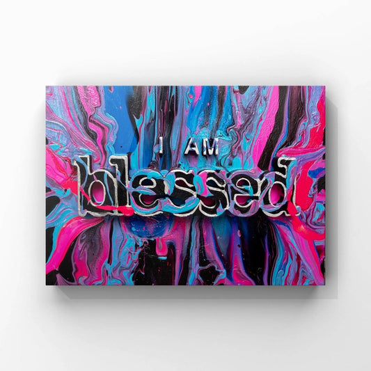 Image Of Mixed Media Canvas Wall Art ‘I Am Blessed’ By Art With Evie