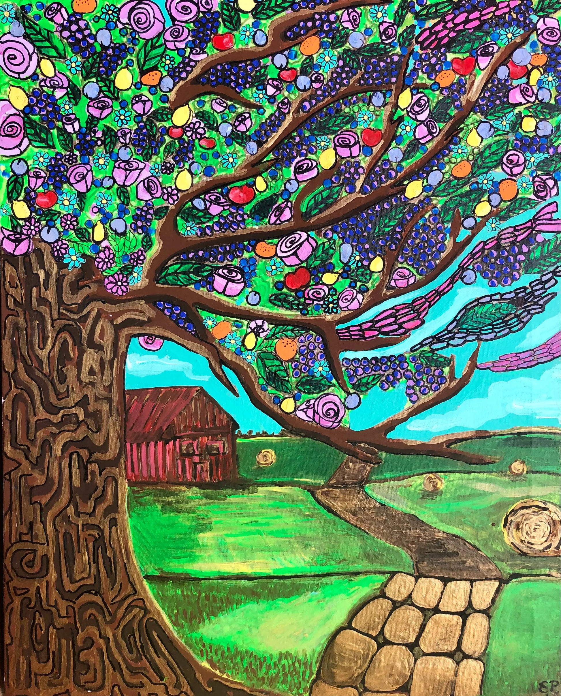 ‘The Farm’ Mixed Media, On Canvas Art with Evie