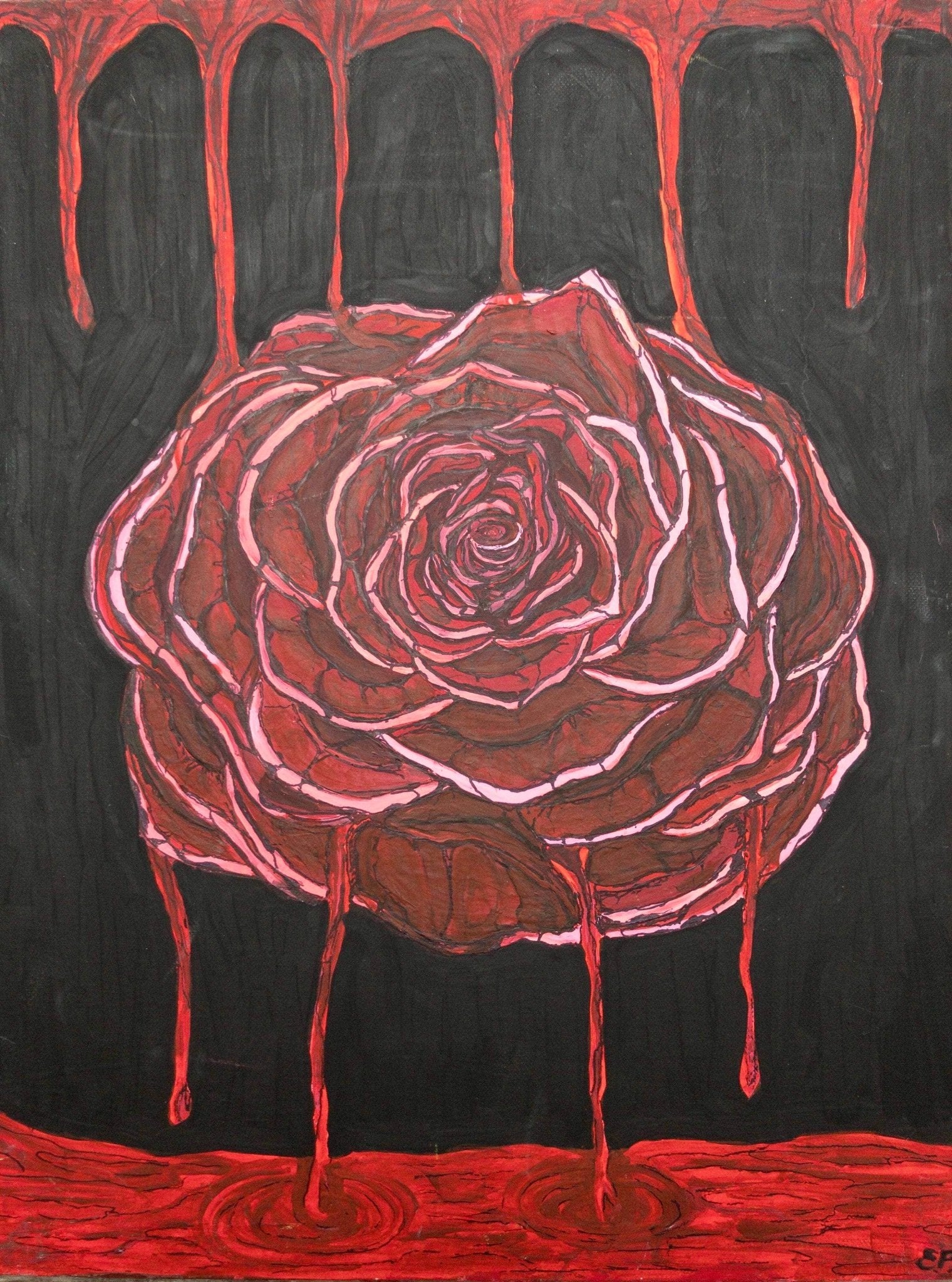 ‘Dead Love’ Acrylic, Rose On Canvas - Art with Evie
