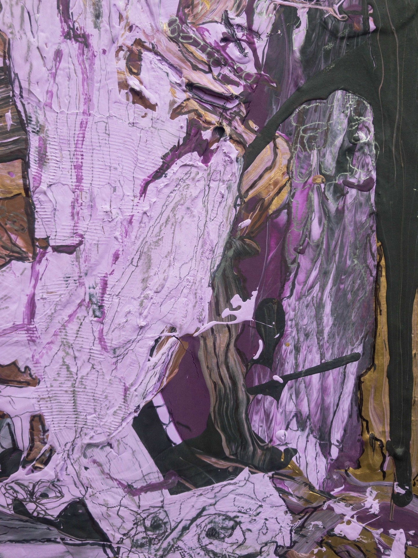 Misery - Medium Size, Purple And Black, With Gold Accents Painting, Textured Abstract Design by Art With Evie
