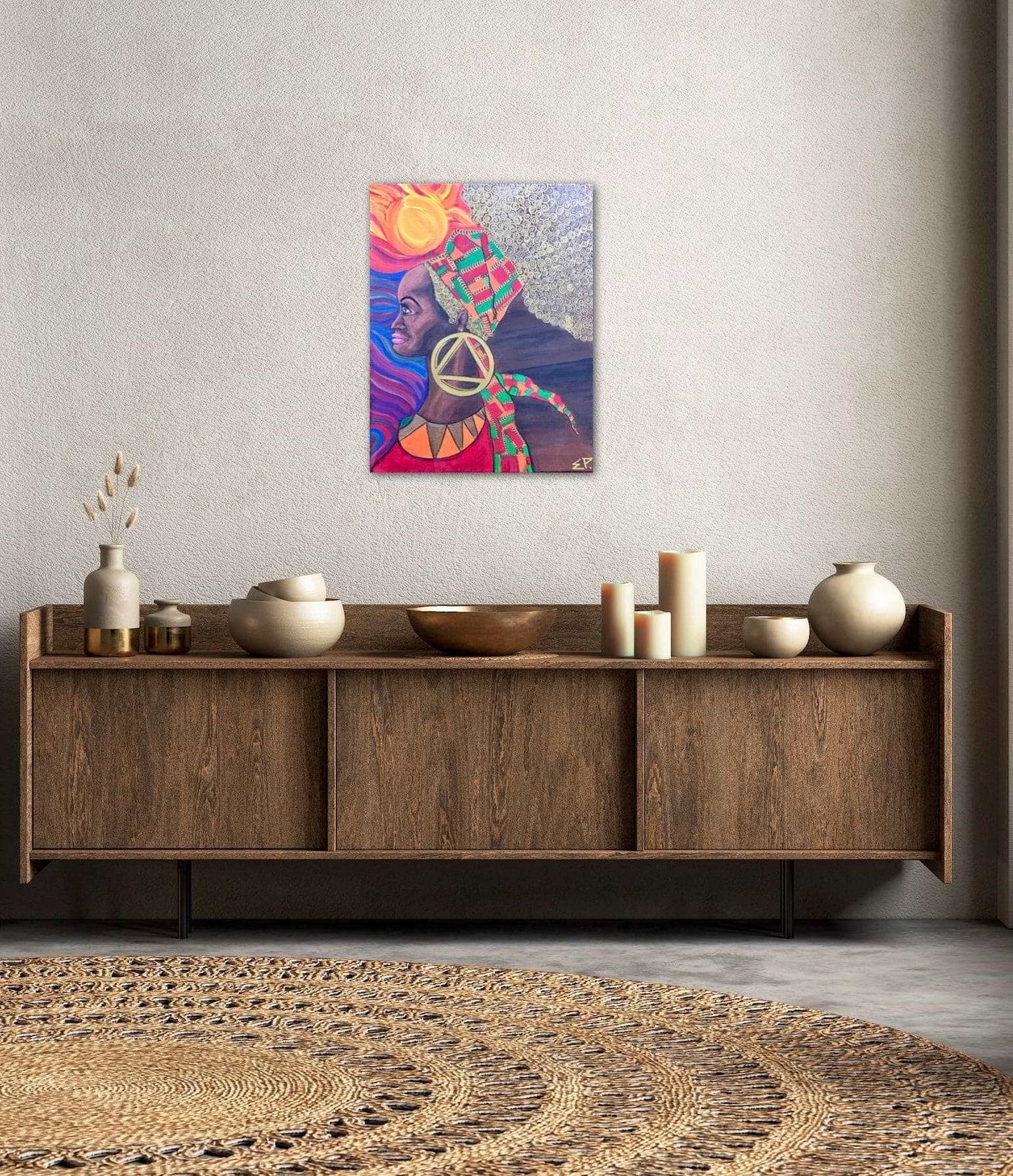 Iyami Aje - Bold And Beautiful, Medium Size, Acrylic Painting Of A Black African Woman, Walking In The Sun Painting, by Art with Evie