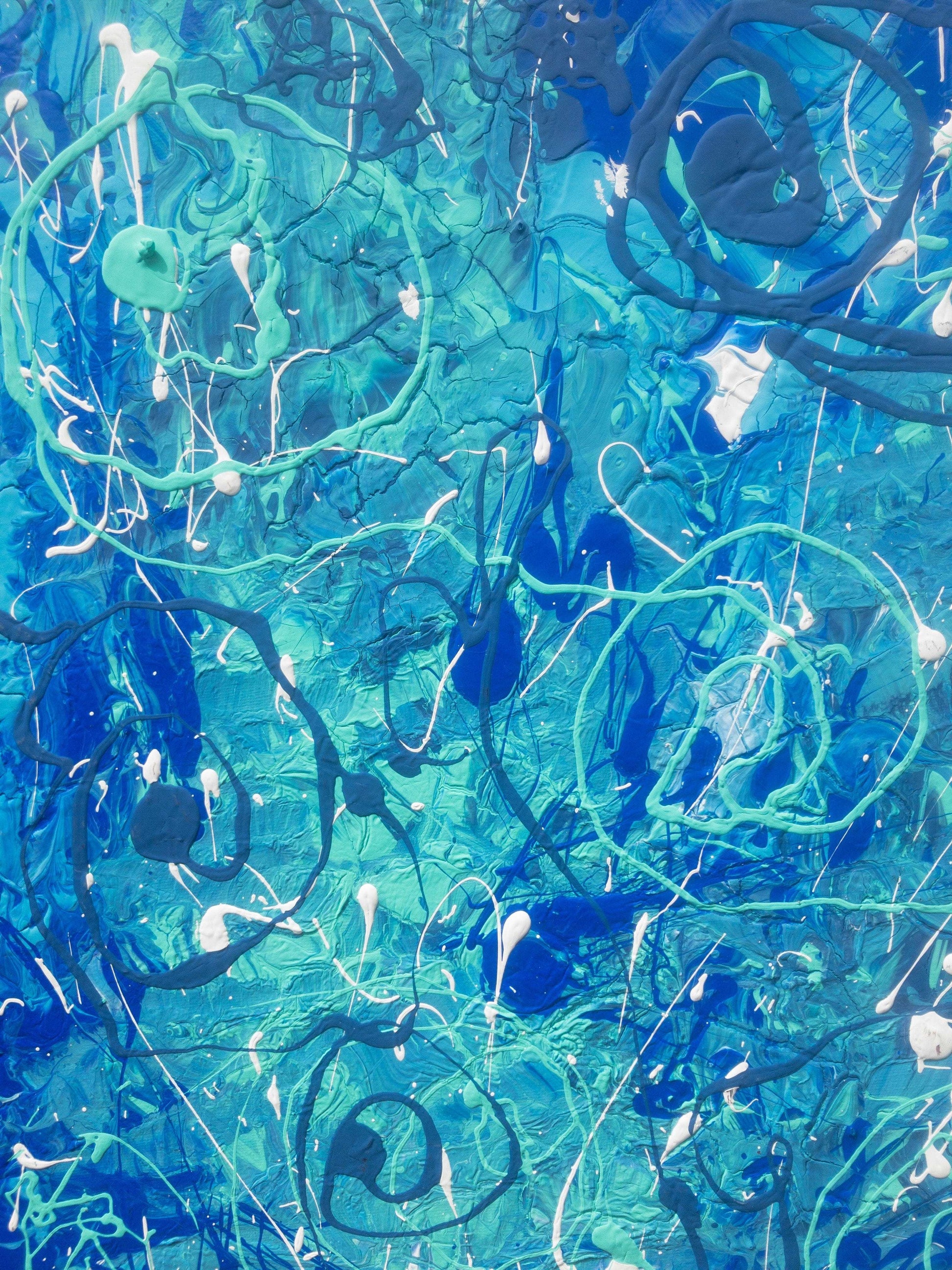 Water Original - Medium Size, Swirly, Textured, Blue, Abstract Art Design Painting, Modern Wall Art, by Art With Evie