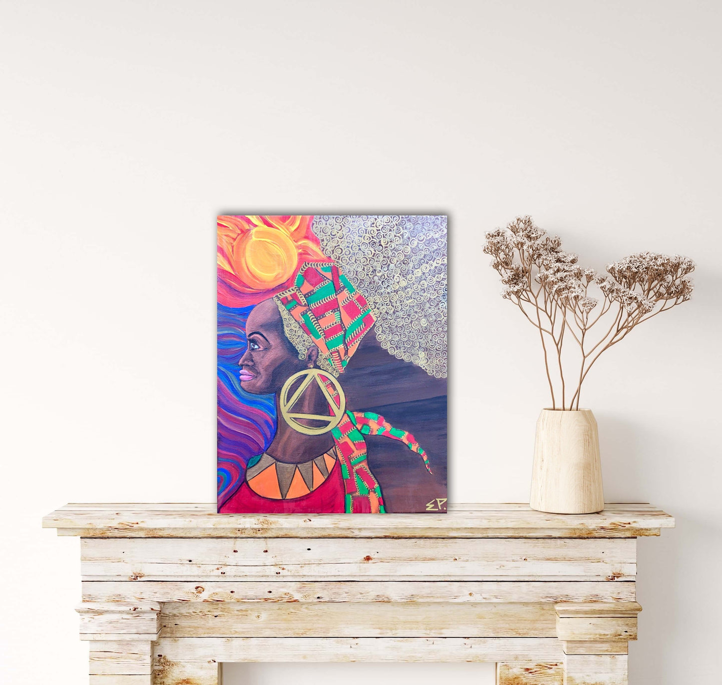 Iyami Aje - Bold And Beautiful, Medium Size, Acrylic Painting Of A Black African Woman, Walking In The Sun Painting, by Art with Evie