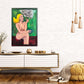 Girl Next Door - Large Framed Naked Blonde Woman Smoking, Original Painting by Art with Evie