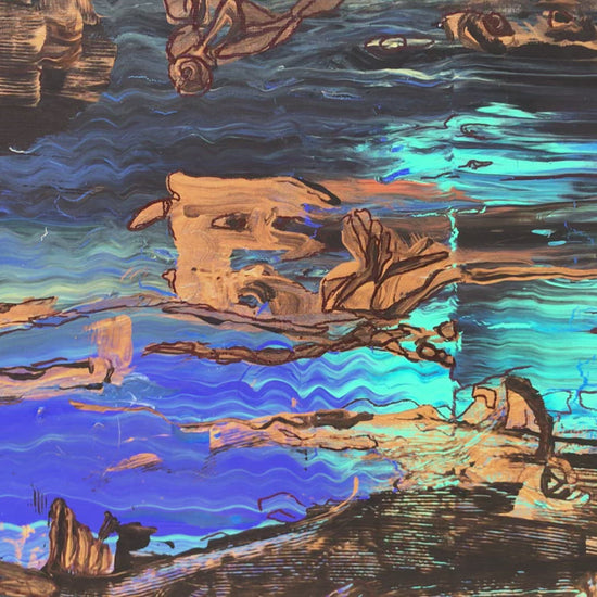 On The Lake - Large Size, Mixed Media, Creepy And Morbid, Haunted Lake With Ghosts And Gold Accents, Painting by Art With Evie