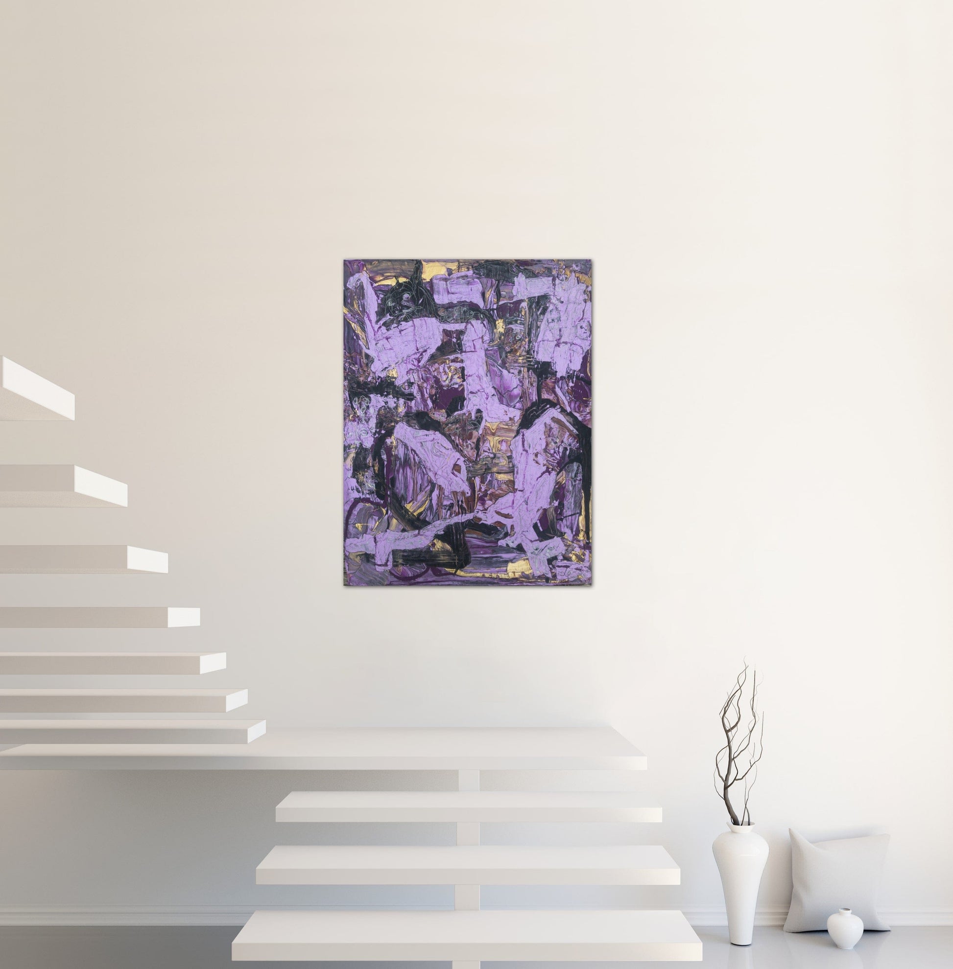 Misery - Medium Size, Purple And Black, With Gold Accents Painting, Textured Abstract Design by Art With Evie