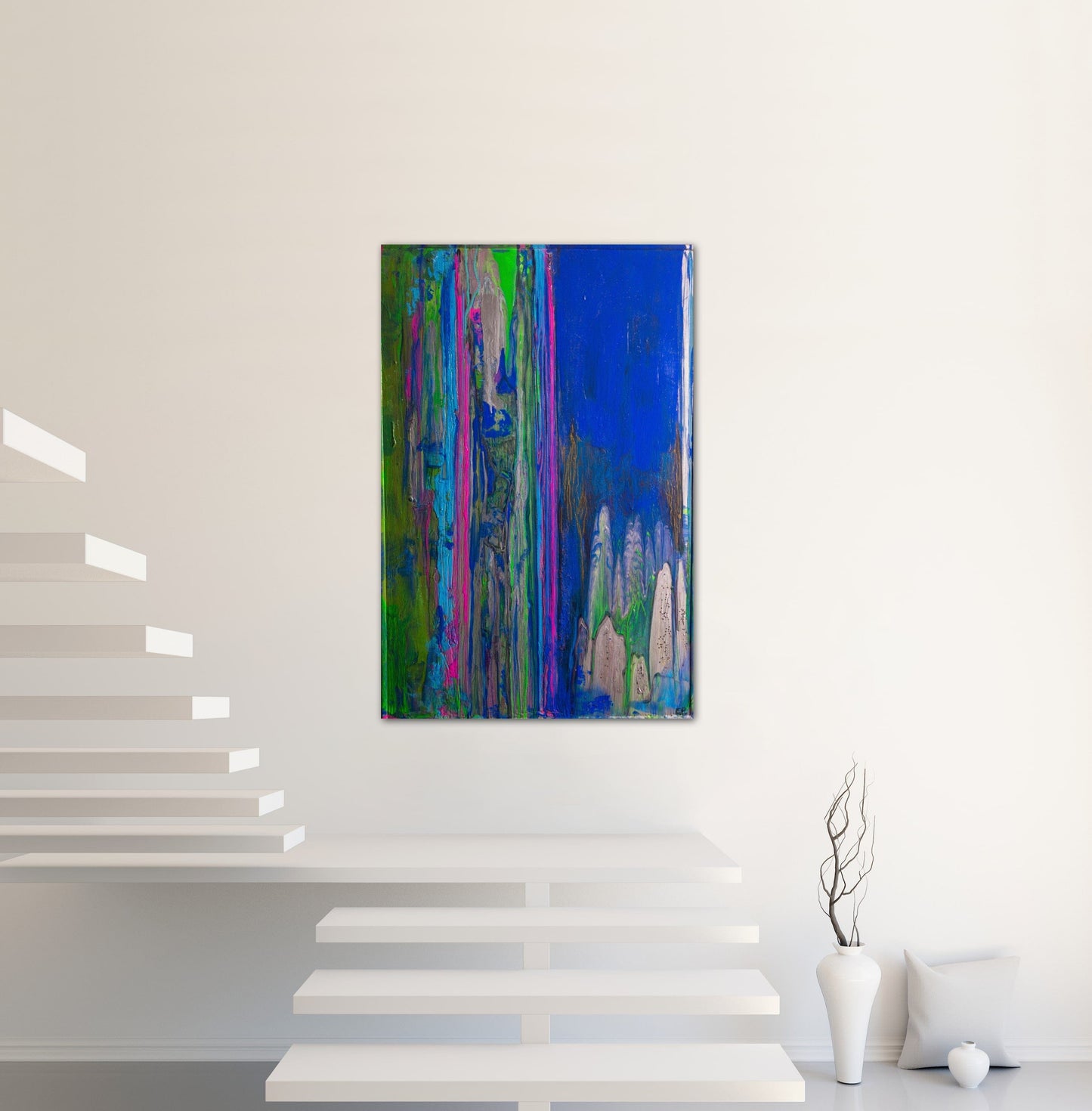 The Other Side - Large, Colorful And Textured, Space, Sparkly And Glossy, Abstract Design On Veneer, Painting By Art with Evie